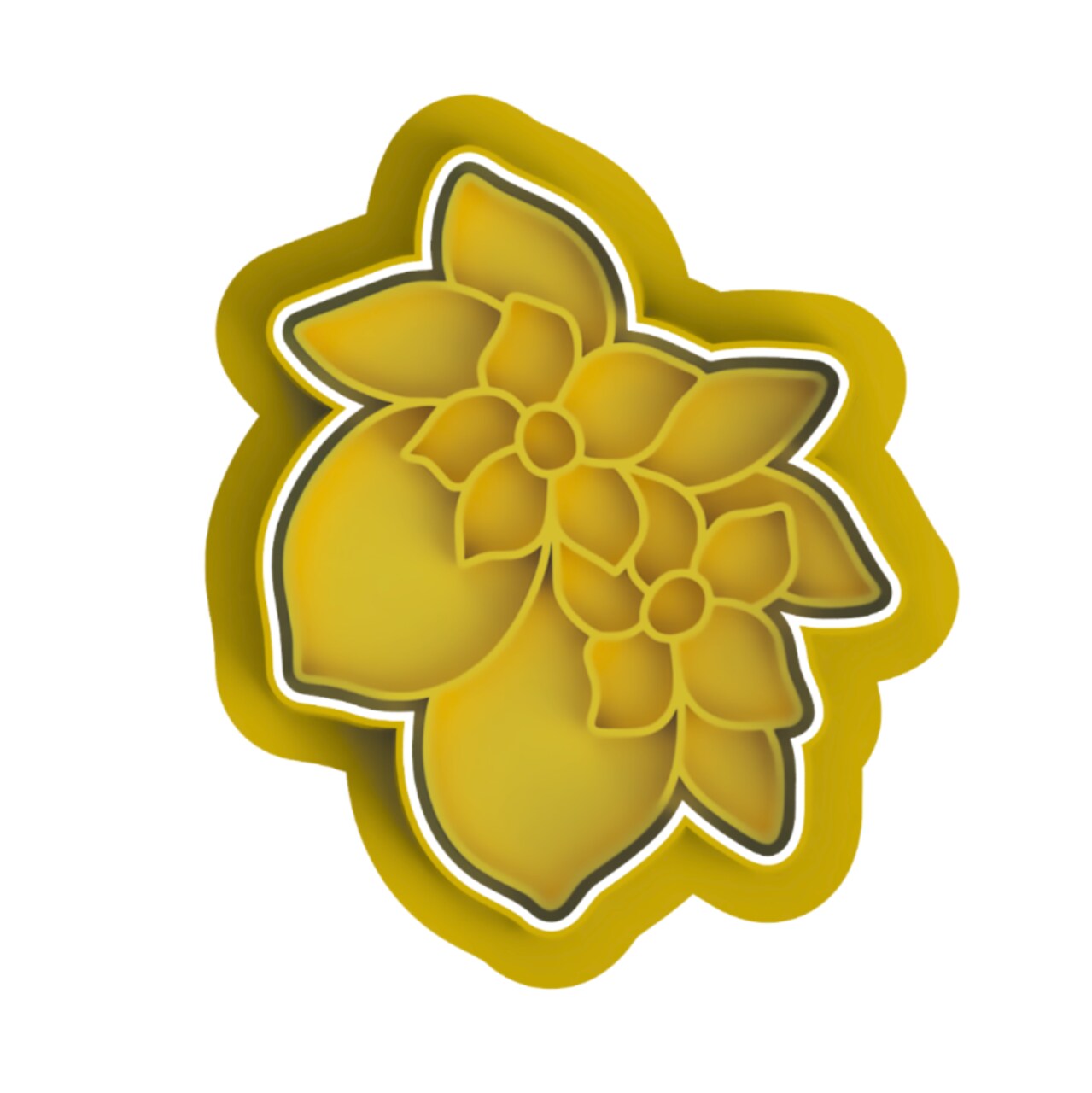 Lemon Cutter and Stamp with Size Options with blossoms, and leaves